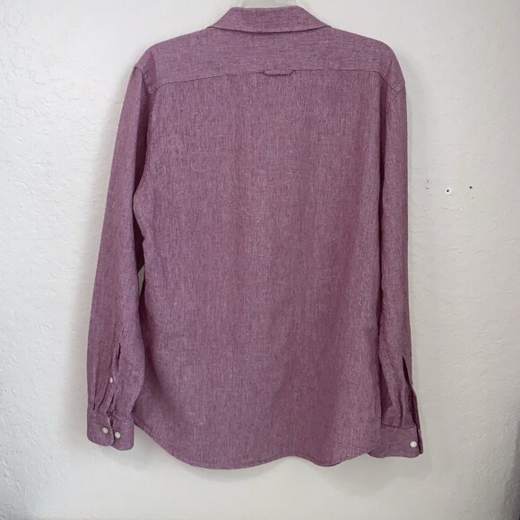 Banana Republic Linen Blend Slim Fit Shirt Mens Large Long Sleeve Button Up Red - Picture 3 of 9